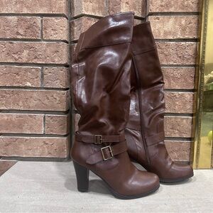 style&co Brown leather over the knee boots  women’s shoes size 9